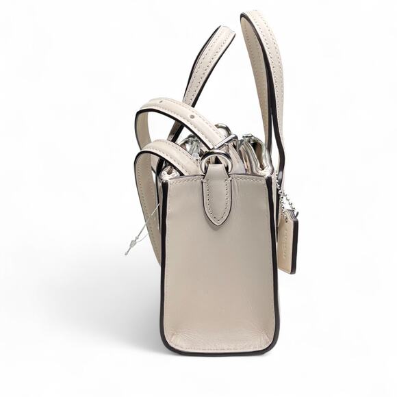 Coach Nina Mini Tote Bag in Chalk white cream Smooth Calf Leather CT804 - Picture 4 of 10